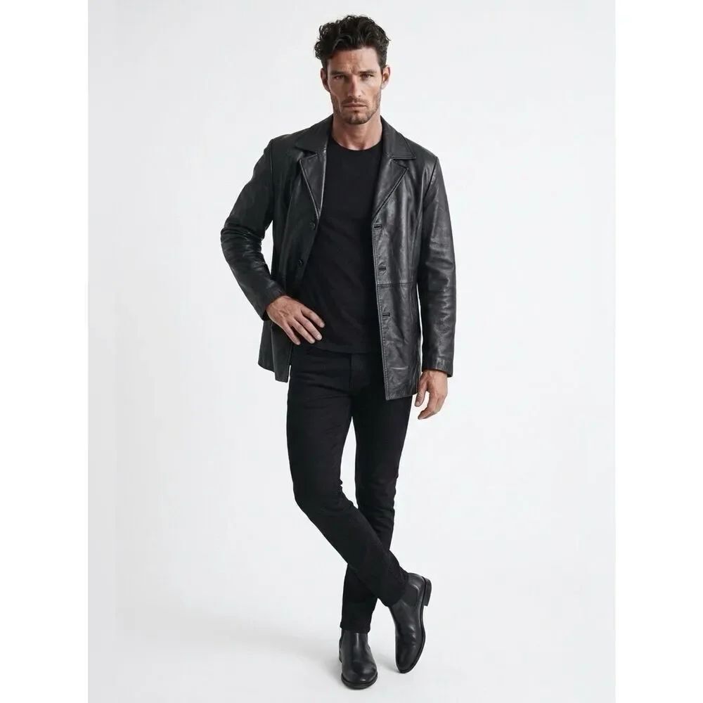 VINTAGE BLACK LEATHER JACKET by COLEBROOK SIZE XL